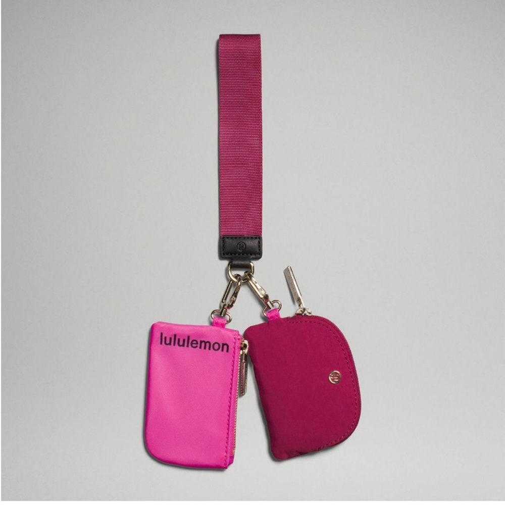 Lululemon sonic pink/ raspberry dual pouch wristlet NWT